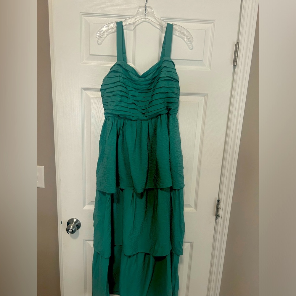 Abercrombie and Fitch Emerson Tiered Maxi Dress in sea green/ teal NWT!!